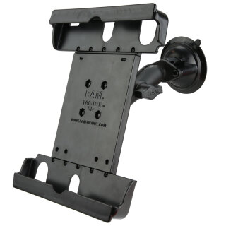RAM Mounts Saugfuss-Halterung mit Tab-Tite Universal-Halteschale für 9-10.5 Zoll Tablets in Schutzgehäusen - B-Kugel (1 Zoll), mittlerer Verbindungsarm