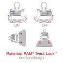 RAM Mounts Saugfuss-Halterung mit Quick-Grip Halteschale für Apple MagSafe kompatible Smartphones - B-Kugel (1 Zoll)