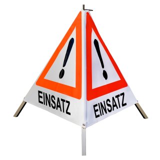 Warnpyramide/Faltsignal, 70 cm, weiss/tagesleuchtrot, Achtung "EINSATZ", leicht