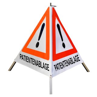 Warnpyramide/Faltsignal, 70 cm, weiß/tagesleuchtrot, Achtung "PATIENTENABLAGE", leicht