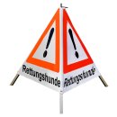 Warnpyramide/Faltsignal, 70cm, weiss/tagesleuchtrot, Achtung "Rettungshunde", leicht