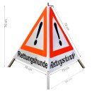 Warnpyramide/Faltsignal, 70cm, weiss/tagesleuchtrot, Achtung "Rettungshunde", leicht