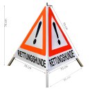 Warnpyramide/Faltsignal, 70cm, weiß/tagesleuchtrot, Achtung "RETTUNGSHUNDE", leicht