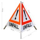 Warnpyramide/Faltsignal, 70cm, weiss/tagesleuchtrot, Achtung "UNFALL", schwer