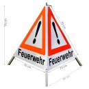 Warnpyramide/Faltsignal,70 cm, weiss/tagesleuchtrot, Achtung "Feuerwehr", leicht