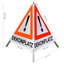 Warnpyramide/Faltsignal, 70 cm, weiss/tagesleuchtrot, Achtung "DEKONPLATZ", leicht