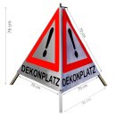 Warnpyramide/Faltsignal, 70 cm,  weiss/retro-reflektierend, Achtung "DEKONPLATZ", schwer