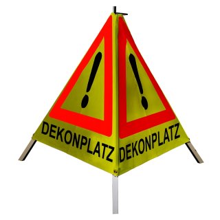 Warnpyramide/Faltsignal, 70 cm, gelb/retro-refektierend, Achtung "DEKONPLATZ", leicht