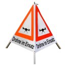 Warnpyramide/Faltsignal,70 cm, weiss/tagesleuchtrot "Drohne im Einsatz", leicht