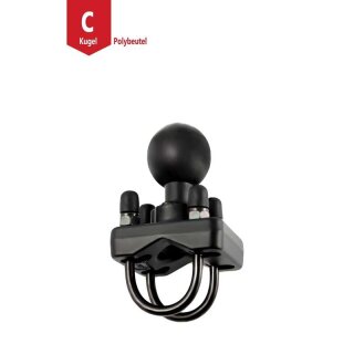 RAM Mounts Doppel-Rohr-Klemme - C-Kugel (1,5 Zoll), Durchmesser 25,4-31,8 mm
