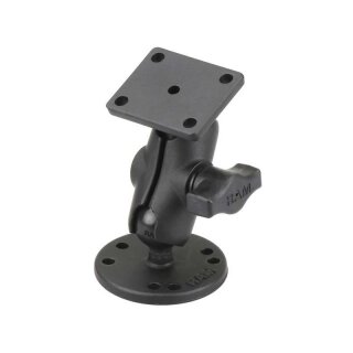 RAM Mounts Aufbau-Set - B-Kugel (1 Zoll), runde Basisplatte (AMPS), kurzer Verbindungsarm, rechteckige Basisplatte (AMPS)