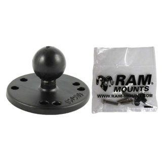RAM Mounts Basisplatte rund - B-Kugel (1 Zoll), Platten-Durchmesser 63,5 mm, AMPS-Lochraster, Schrauben-Set (Garmin)