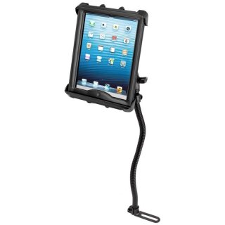 RAM Mounts Pod I Sitzschienen-Adapter mit Universal Tab-Tite Halteschale (10 Zoll Tablets) - flexibler Stab (ca. 450 mm), runde Basisplatte (AMPS), B-Kugel (1 Zoll)