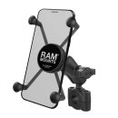 RAM Mounts Torque Motorradhalterung (Lenker/Rohre) mit X-Grip Universal Halteklammer für große Smartphones (Phablets) - Torque-Basis (19-25 mm), mittlerer Verbindungsarm, B-Kugel (1 Zoll), im Polybeutel