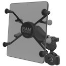 RAM Mounts X-Grip Motorrad-Halterung für Tablets (7 Zoll) - B-Kugel (1 Zoll), Torque-Schraubklemme (Durchmesser 19,0-25,0 mm), mittlerer Verbindungsarm