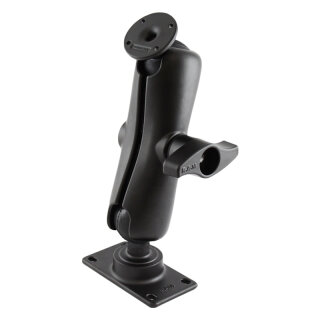 RAM Mounts Aufbau-Set - halbe VESA-Platte (50 x 100 mm Lochraster), mittlerer Verbindungsarm, runde Basisplatte (61,9 mm Durchmesser), D-Kugel (2,25 Zoll)