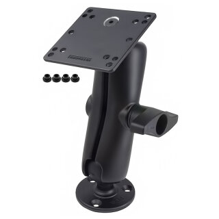 RAM Mounts Aufbau-Set - runde Basisplatte (93,5 mm Durchmesser), mittlerer Verbindungsarm, VESA-Platte (Stahl verstärkt, 75x75 u. 100x100 mm Lochraster), D-Kugel (2,25 Zoll)