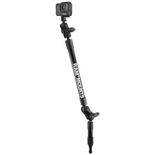 RAM Mounts Verlängerungsarm für GoPro-Kameras mit Spline Post Adapter - Gesamtlänge ca. 675 mm, Endstücke mit Kugel, 2x kurze Verbindungsarme, GoPro-Adapter, B-Kugel (1 Zoll)