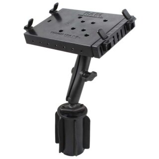 RAM Mounts RAM-A-CAN II Universal Verbundstoff Laptop-/Drucker-Halterung - für Fahrzeug-Getränkehalter, Basis mit Gummilippen, langer Verbindungsarm, Halteschale, im Polybeutel
