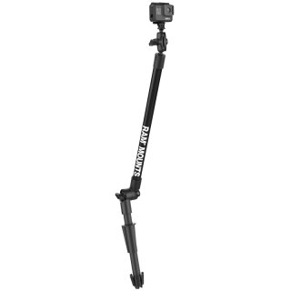 RAM Mounts Verbundstoff Press-N-Lock Basis mit Verlängerungsarm für GoPro-Kameras - Ratchet-Verbindung, Kunststoffrohr, (ca. 300 mm), Endstück mit Kugel, kurzer Verbindungsarm, GoPro-Adapter, B-Kugel (1 Zoll)