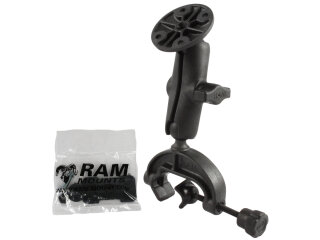 RAM Mounts Verbundstoff-Set für Rohre/Stangen - Schraubklammer, mittlerer Verbindungsarm, runde Basisplatte, Schrauben-Set, B-Kugel (1 Zoll), im Polybeutel